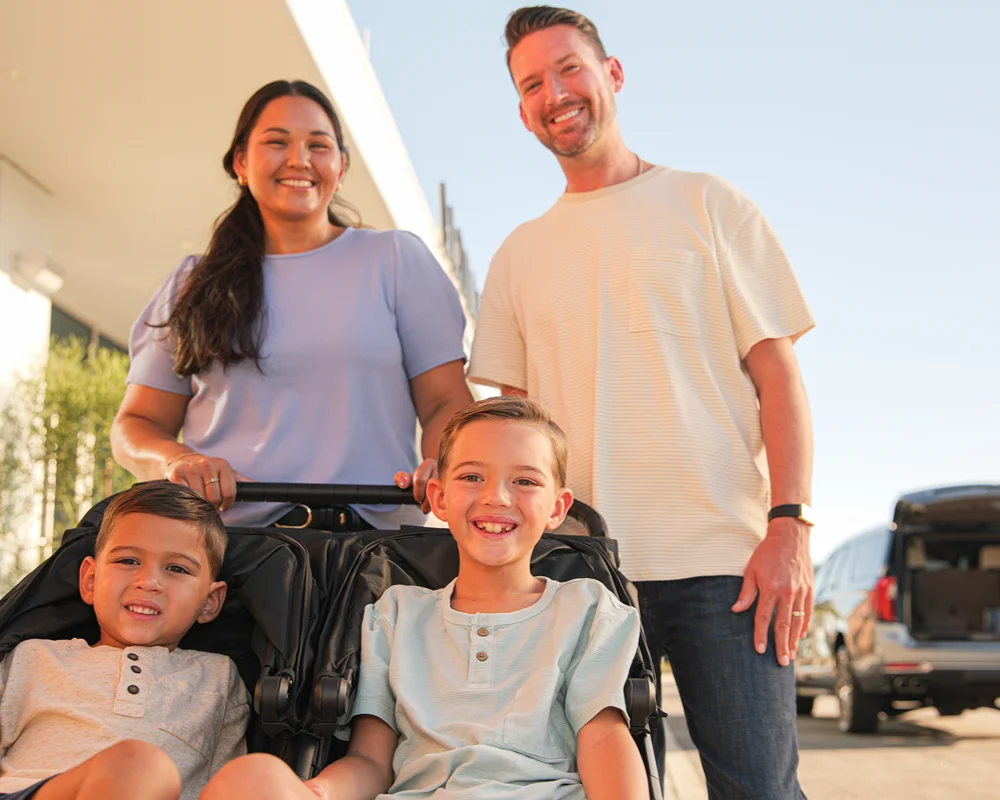 Family using stroller rental at Orlando theme parks
